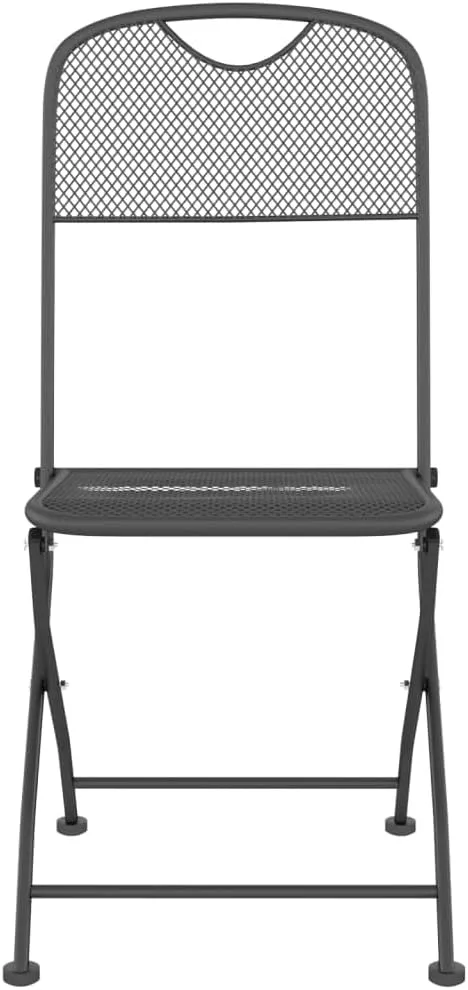 Folding Patio Chairs 2 Pack, Anthracite Metal Mesh Outdoor Lounge Chairs for Camping, Beach, Backyard, Foldable Durable Furniture with E-Coating Finish (21.3"x15.7"x33.9")