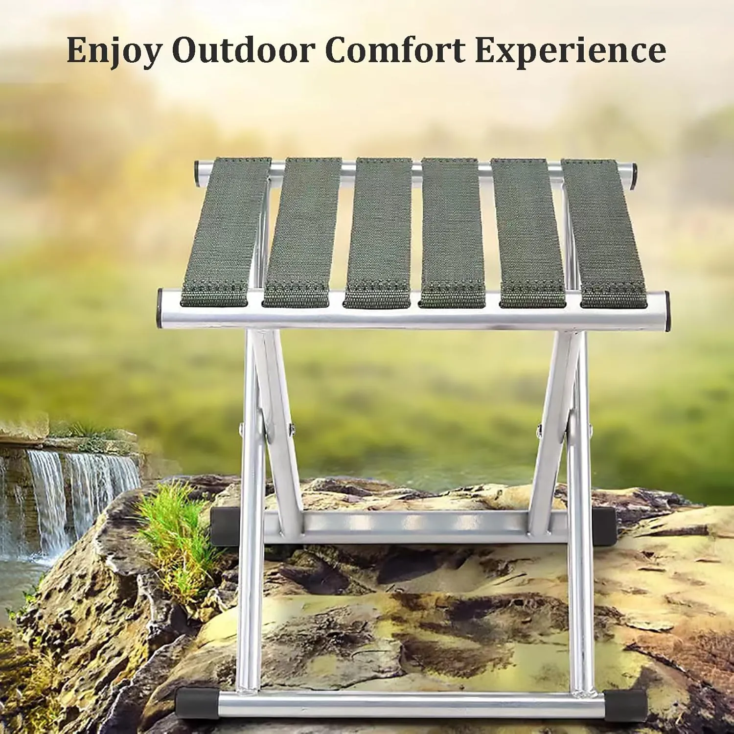 Folding Stool, Portable Camping Stool 15.7''/13.7'' Height Outdoor Portable Chair Foldable Lightweight Stool for Walking Hunting Hiking Fishing(10.6inx12.6inx12.6in, Black)