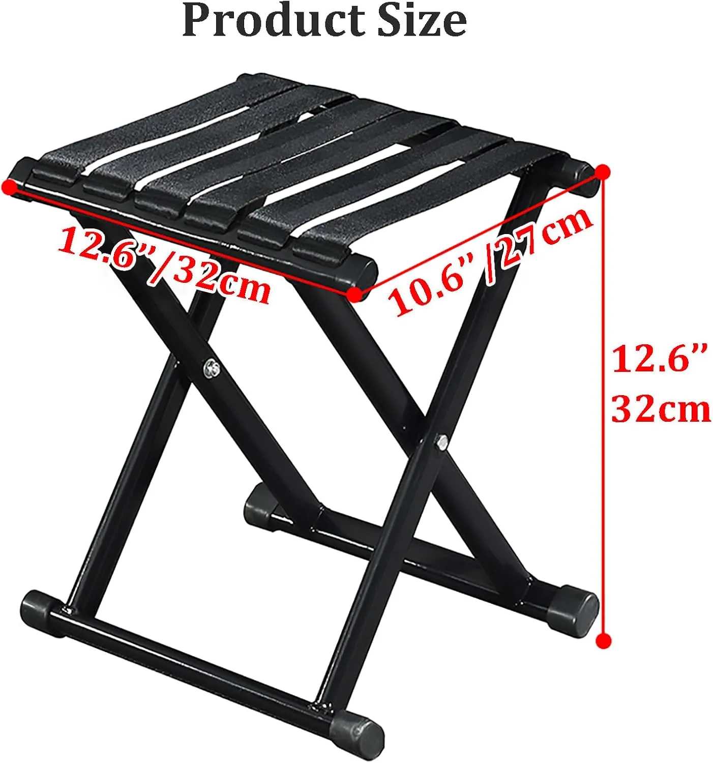 Folding Stool, Portable Camping Stool 15.7''/13.7'' Height Outdoor Portable Chair Foldable Lightweight Stool for Walking Hunting Hiking Fishing(10.6inx12.6inx12.6in, Black)