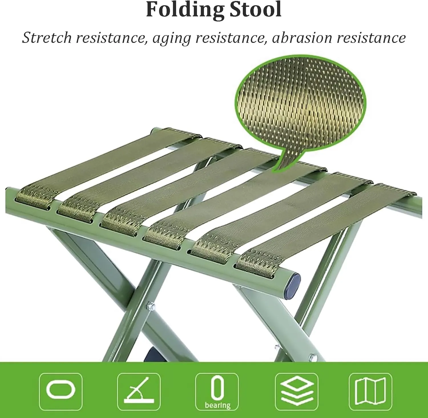 Folding Stool, Portable Camping Stool 15.7''/13.7'' Height Outdoor Portable Chair Foldable Lightweight Stool for Walking Hunting Hiking Fishing(10.6inx12.6inx12.6in, Black)