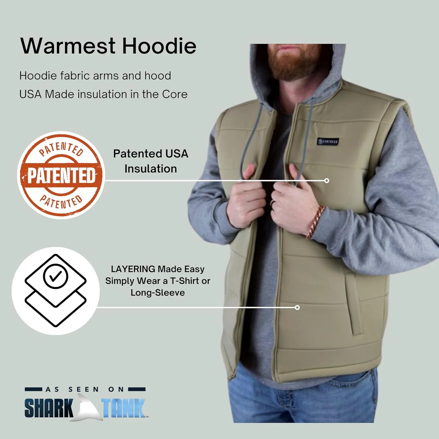 Fortress Terra Hoodie Insulated with USA Made AERIS Technology, Wind and Water Resistant Core (Spring Hoodie)