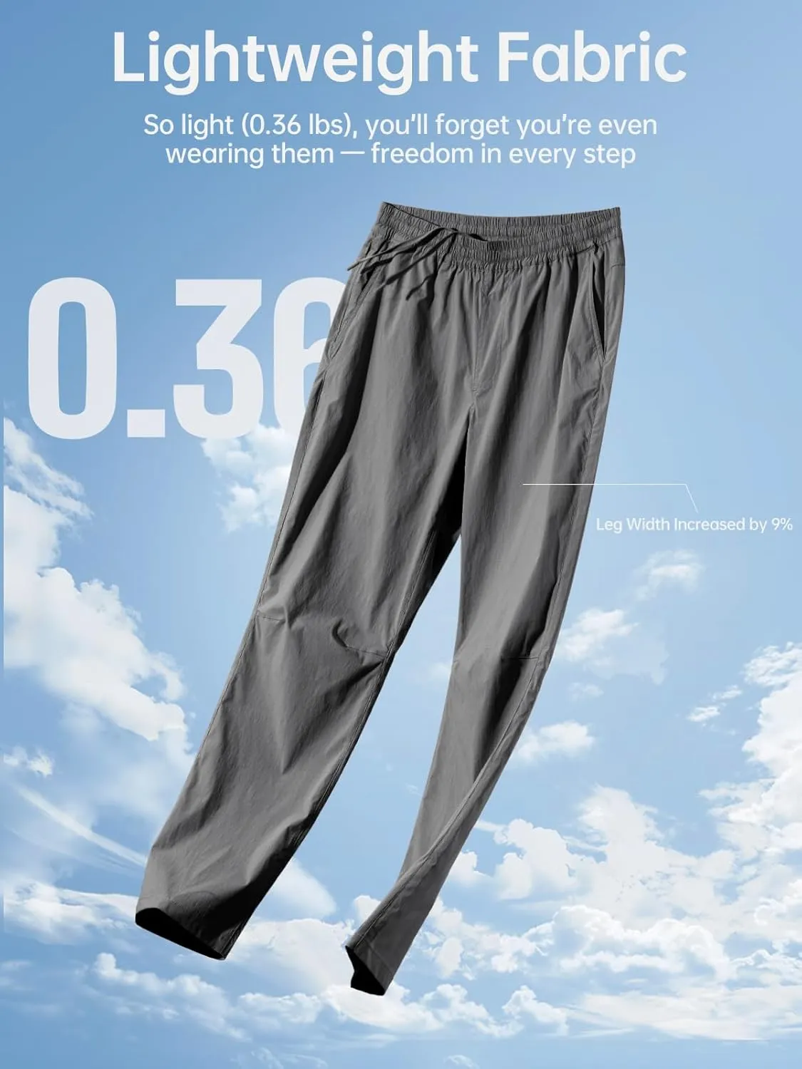 FREE SOLDIER Men's Elastic Waist Water Resistant Quick-Dry Hiking Outdoor Joggers Workout Sweatpants Pants