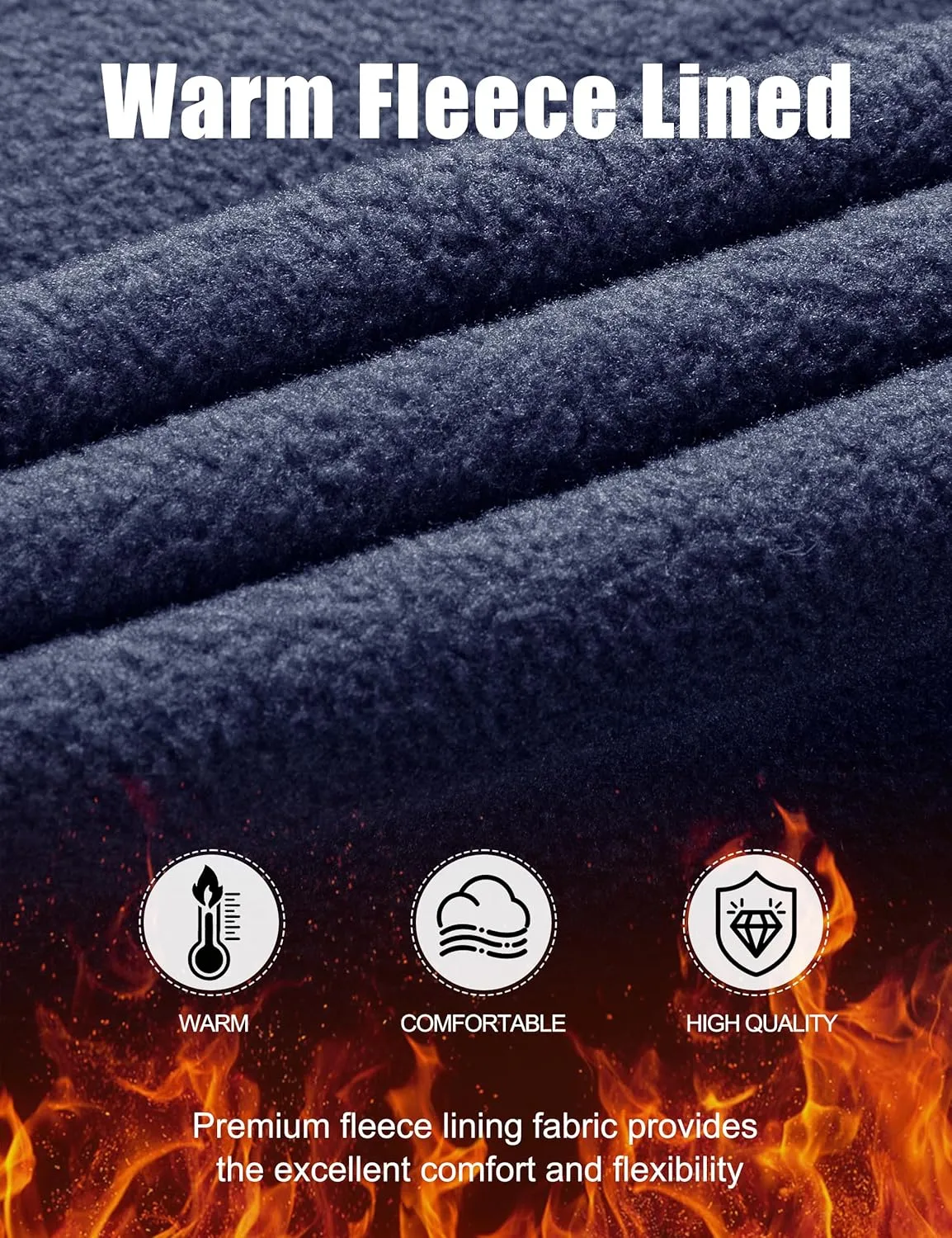 FREE SOLDIER Men's Fleece Lined Outdoor Cargo Hiking Pants Water Repellent Softshell Snow Ski Pants with Zipper Pockets