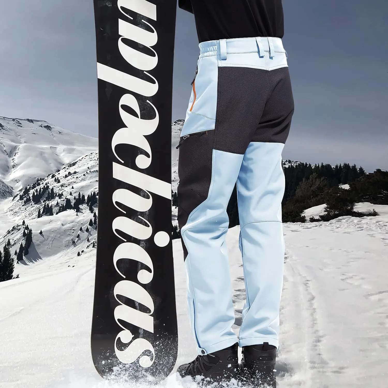 FREE SOLDIER Waterproof Mens Ski Pants Hiking Outdoor Snowboard Snow Pants with Bottom Leg Zipper