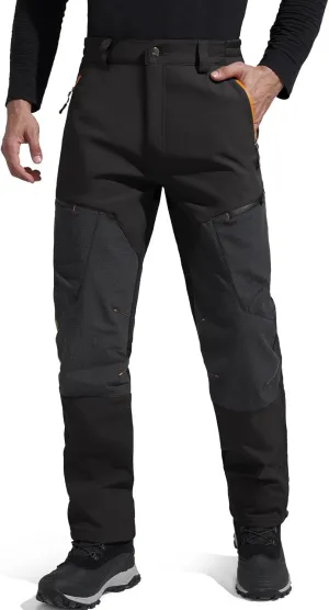 FREE SOLDIER Waterproof Mens Ski Pants Hiking Outdoor Snowboard Snow Pants with Bottom Leg Zipper(Dark Black, 38W x 32L)