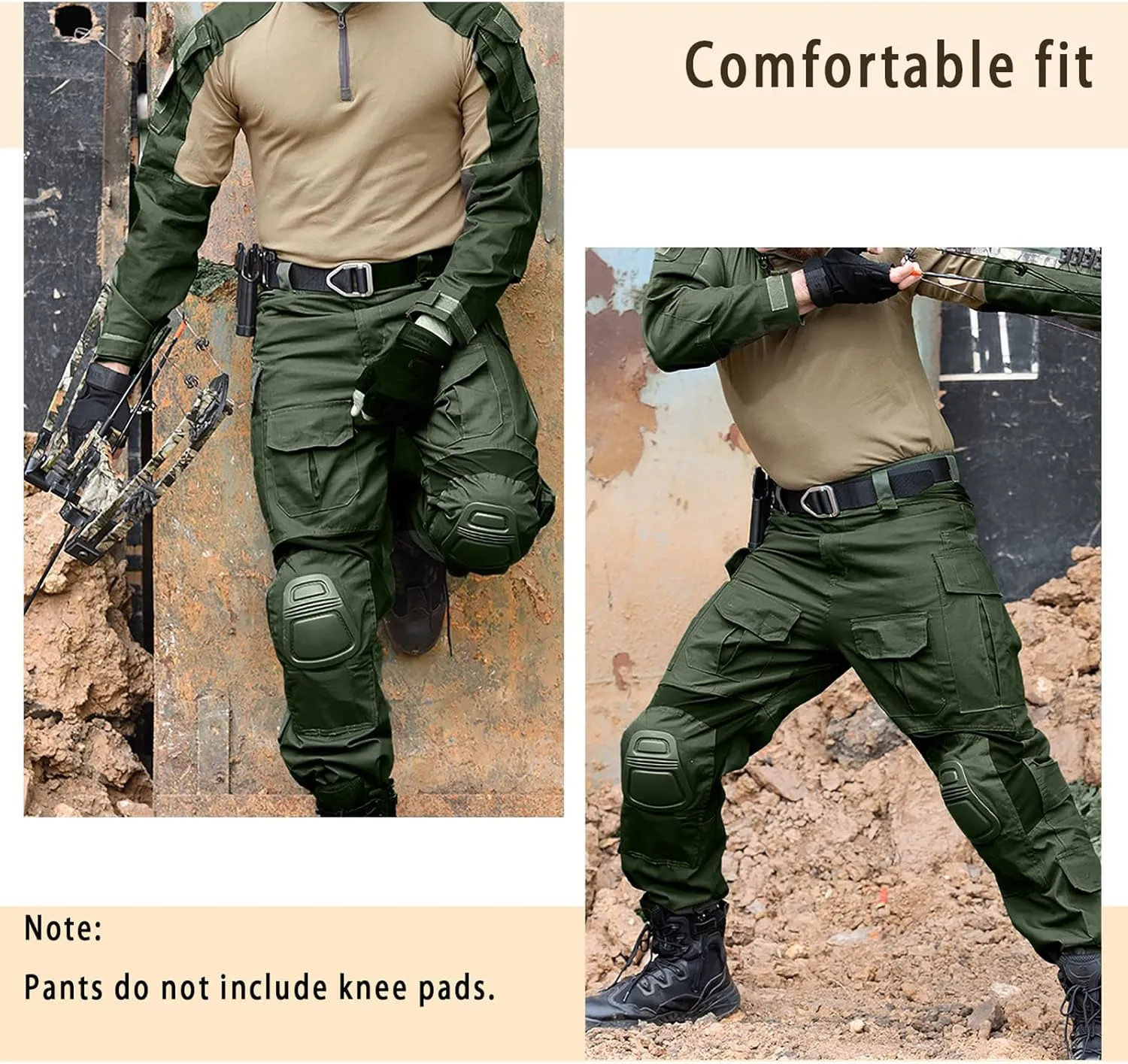 G3 Tactical Combat Pants, Men's Military Ripstop Camo Army Pants for Outdoor Hunting Paintballing - No Kneepad