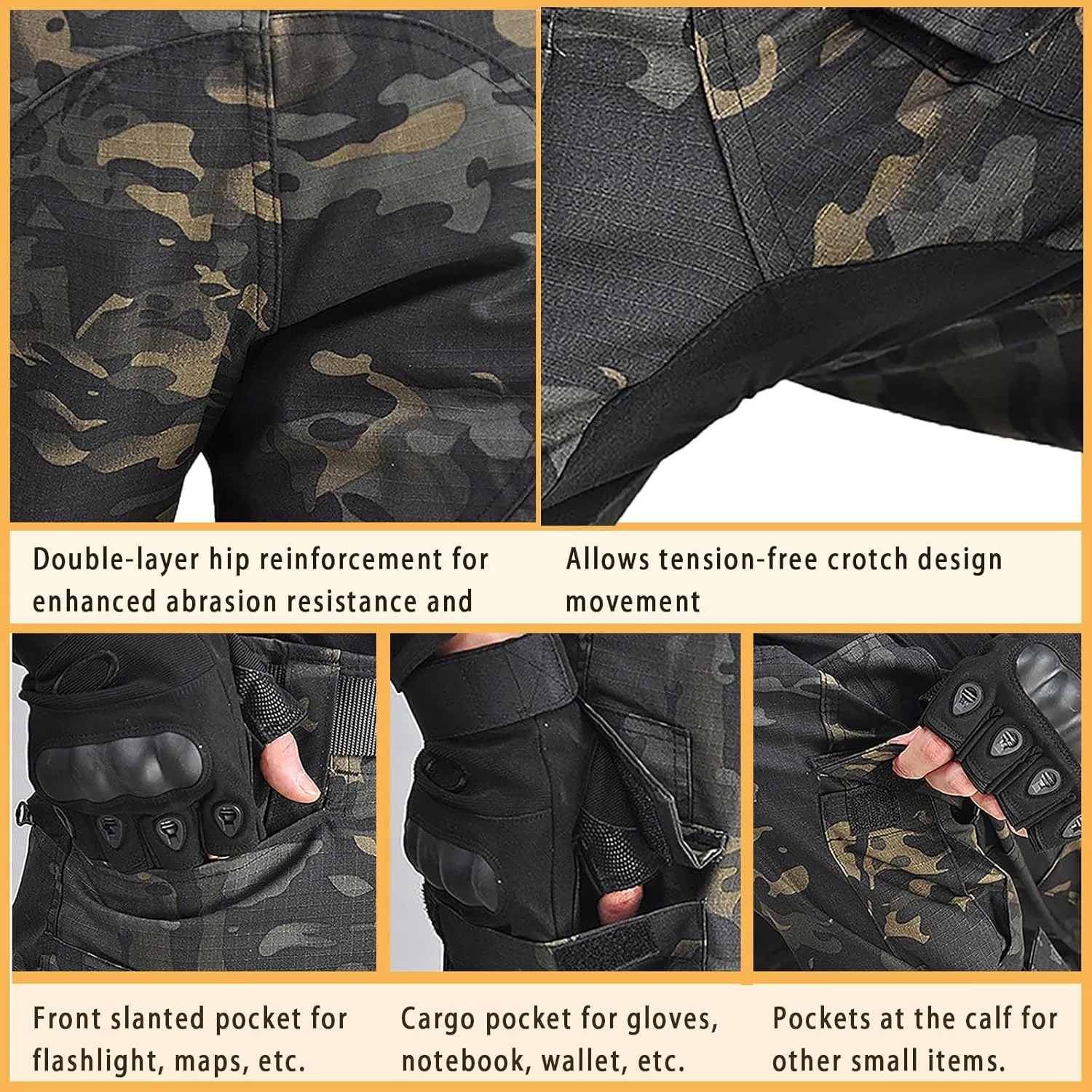 G3 Tactical Combat Pants, Men's Military Ripstop Camo Army Pants for Outdoor Hunting Paintballing - No Kneepad