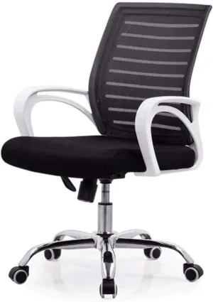Game Chair with Mesh Cloth Back and Handrail Swivel Chair