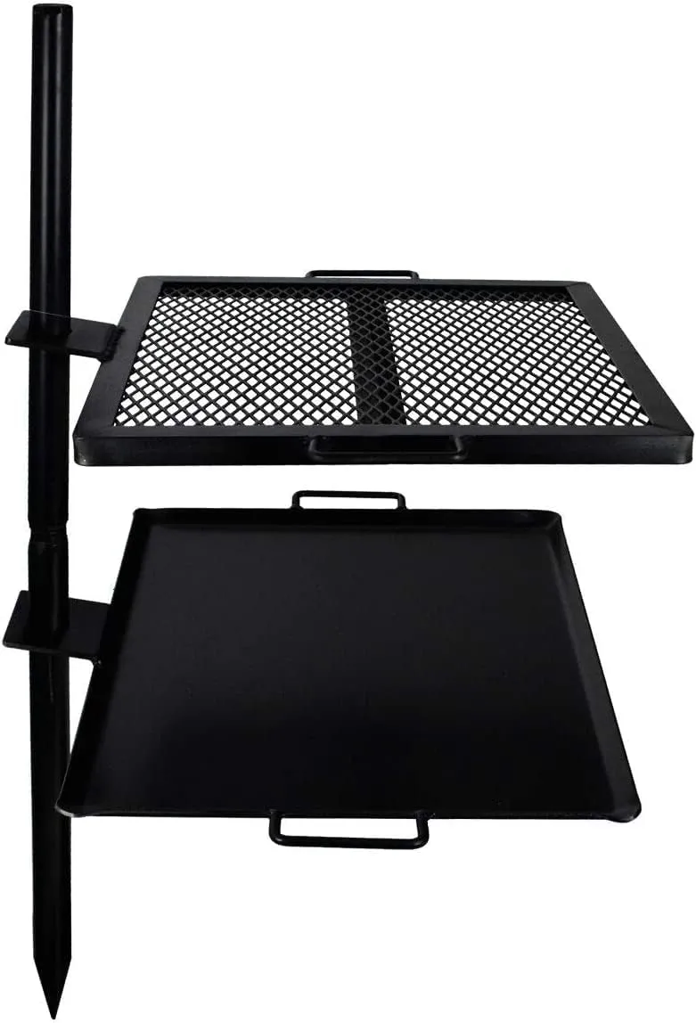 GameMaker Open Fire Camping Grill & Skillet Combo – Portable Outdoor Campfire Cooking Tool, Heavy-Duty BBQ Grill for Camping & Hiking