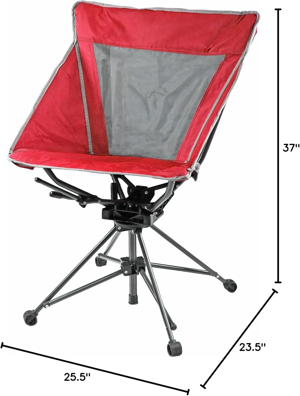 Garden Elements Swivel Camping Chair – Portable Outdoor Chair with 360° Swivel, Tall Back Support, Breathable Nylon Mesh, Steel Frame, Foldable Design with Carrying Case – Red