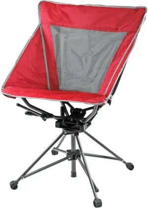 Garden Elements Swivel Camping Chair – Portable Outdoor Chair with 360° Swivel, Tall Back Support, Breathable Nylon Mesh, Steel Frame, Foldable Design with Carrying Case – Red