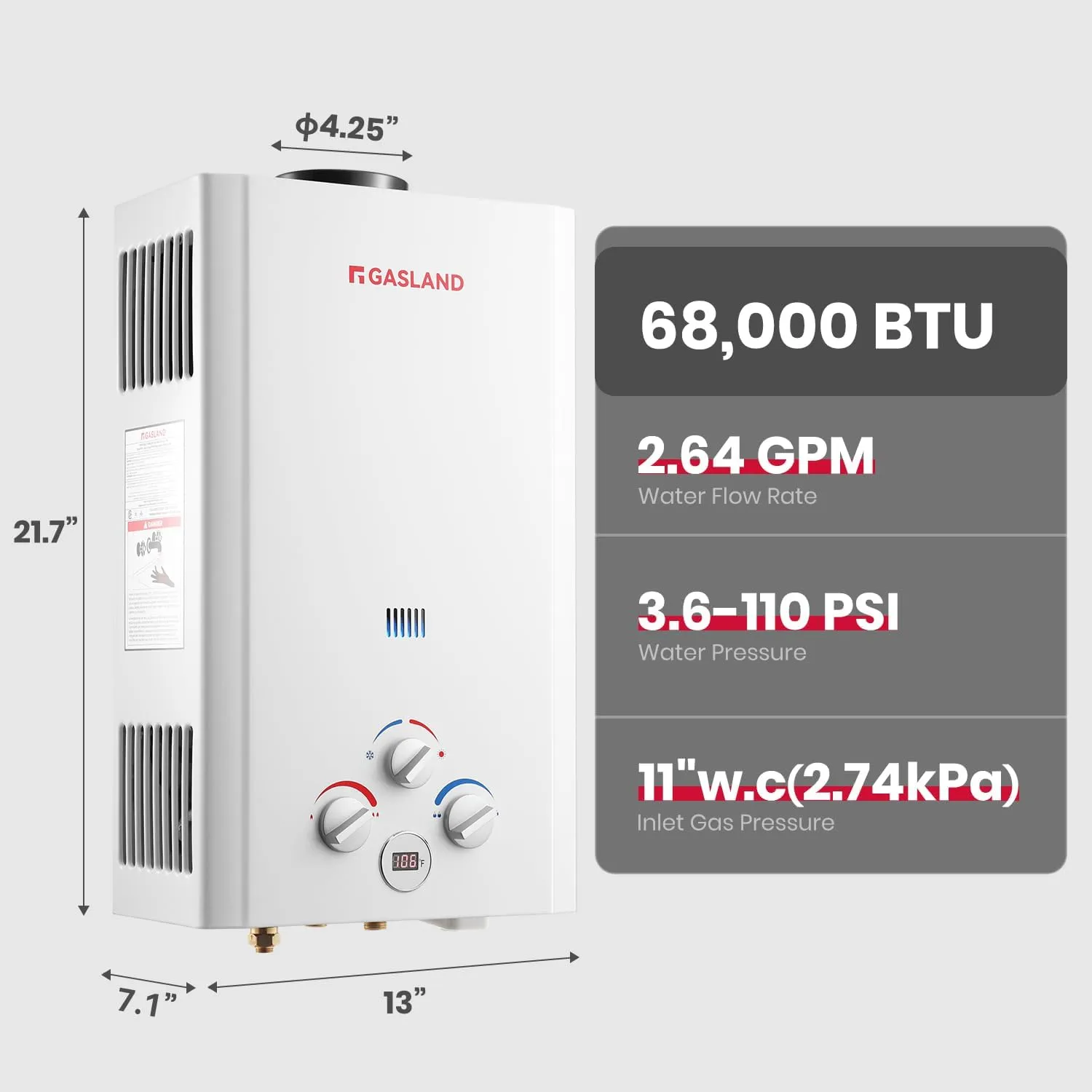GASLAND 2.64 GPM Propane Tankless Water Heater with Pump & Pipe Strainer for Camping and Off Grid Cabins, 10L Outdoor On Demand Hot Water Heater