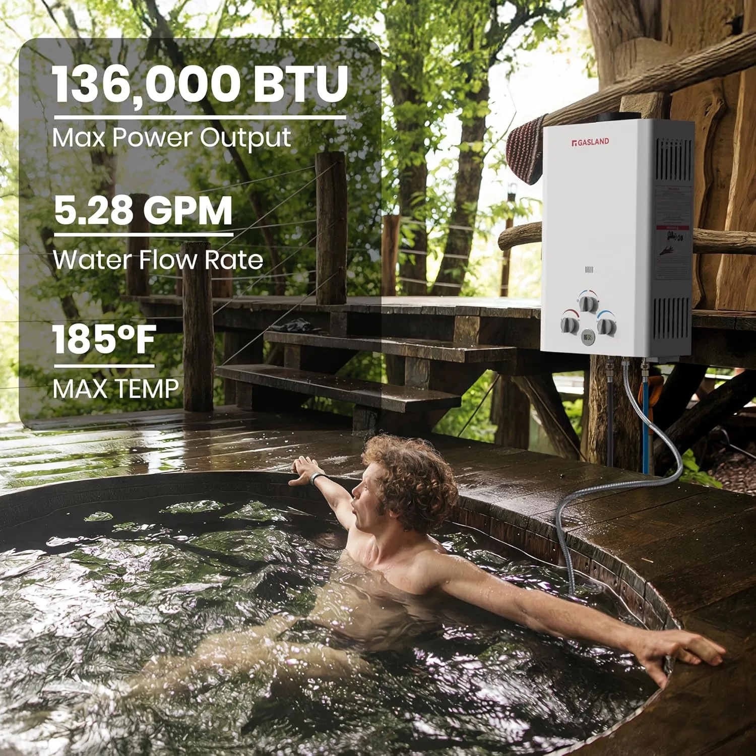 GASLAND 5.28 GPM Outdoor Tankless Liquid Propane Water Heater 20L, High Efficiency On Demand Hot Water Heater for Large Group, Off Grid, Mobile Home, Outdoor Kitchen, BE528