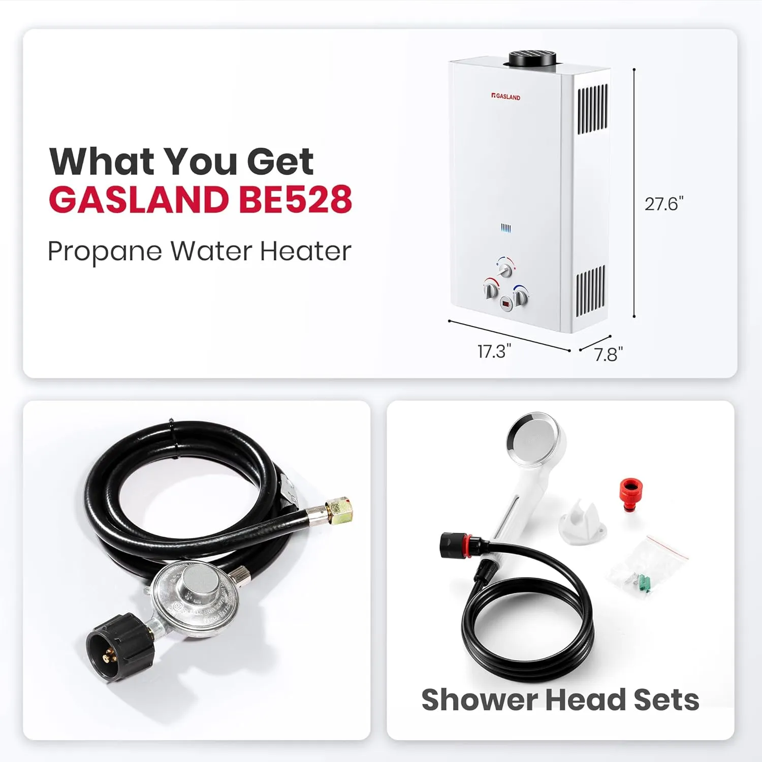 GASLAND 5.28 GPM Outdoor Tankless Liquid Propane Water Heater 20L, High Efficiency On Demand Hot Water Heater for Large Group, Off Grid, Mobile Home, Outdoor Kitchen, BE528