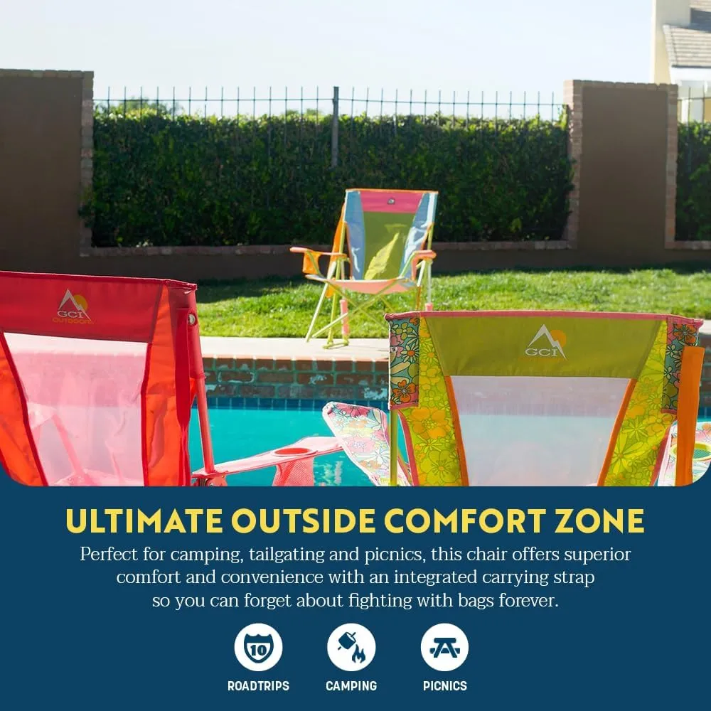 GCI Outdoor Comfort Pro Rocker Camping Chair | Portable Folding Rocking Chair with Durable Armrests & Drink Holder — Sweet Tea
