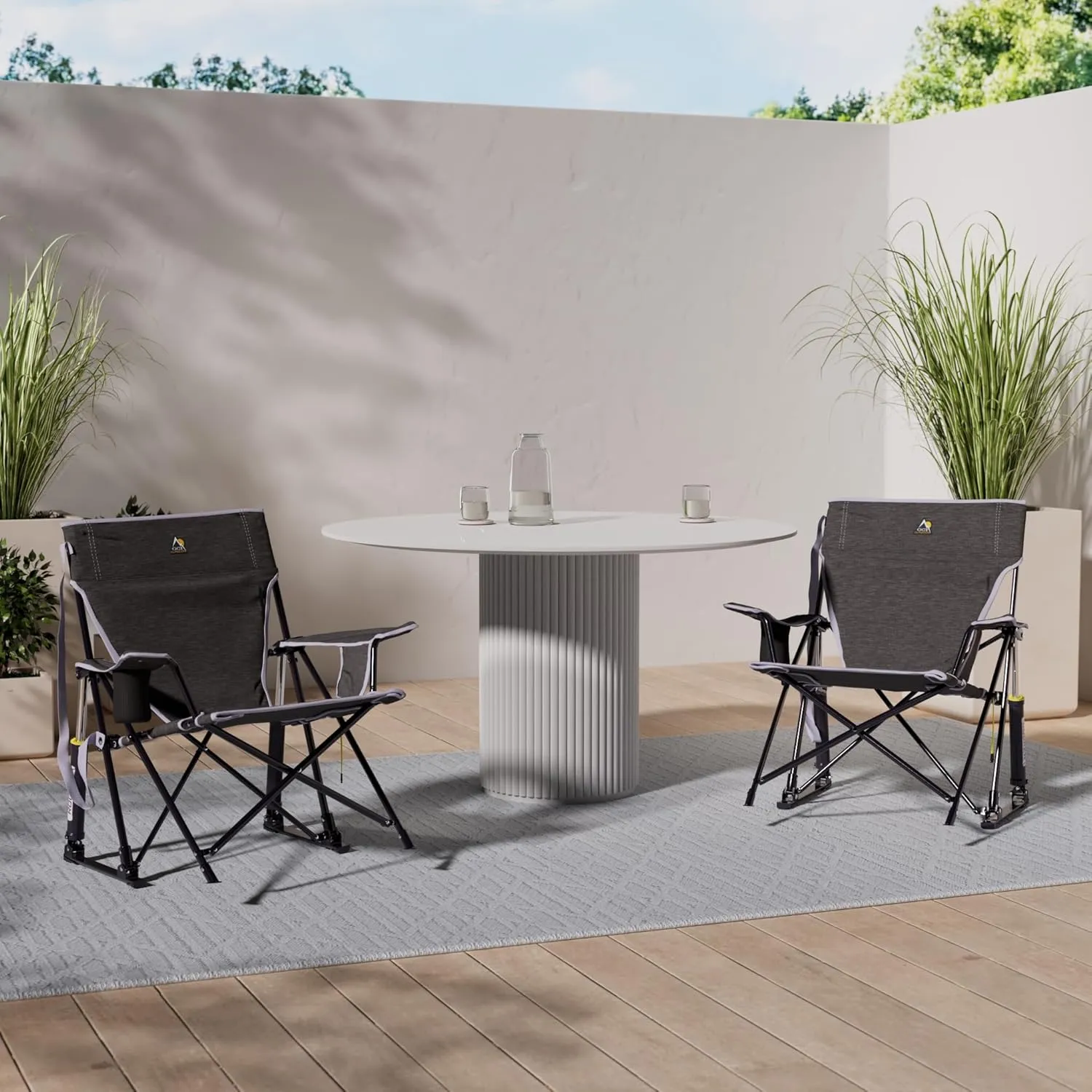 GCI OUTDOOR Kickback Rocker Outdoor Rocking Chair with Beverage Holder
