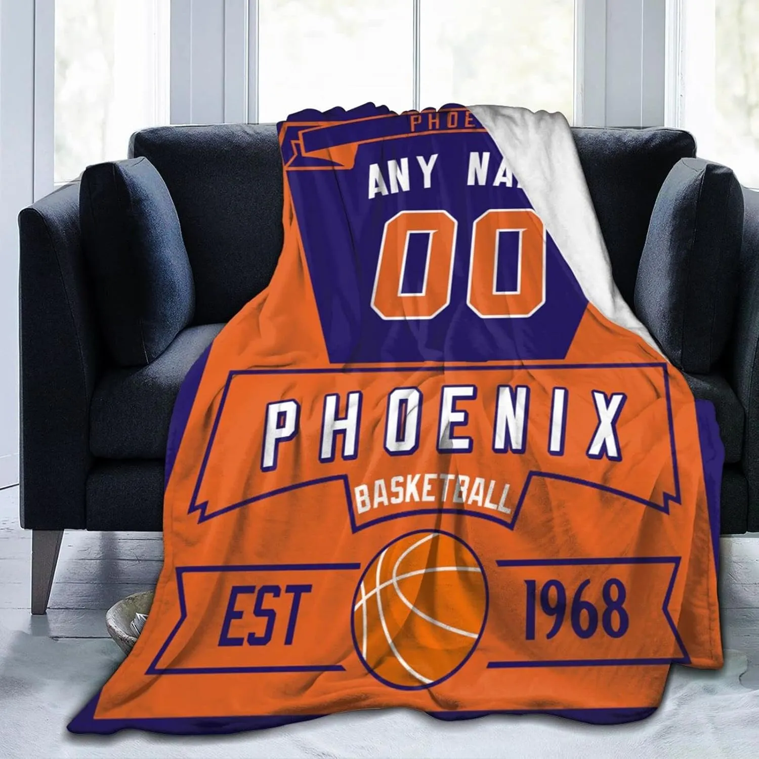 Generic Custom Throw Blankets for Bed Fans Gift for Men Summer Winter Fleece Blanket Basketball Name & Number, 30""x40"", 50""x60"", 60""x80"", B,phoenix