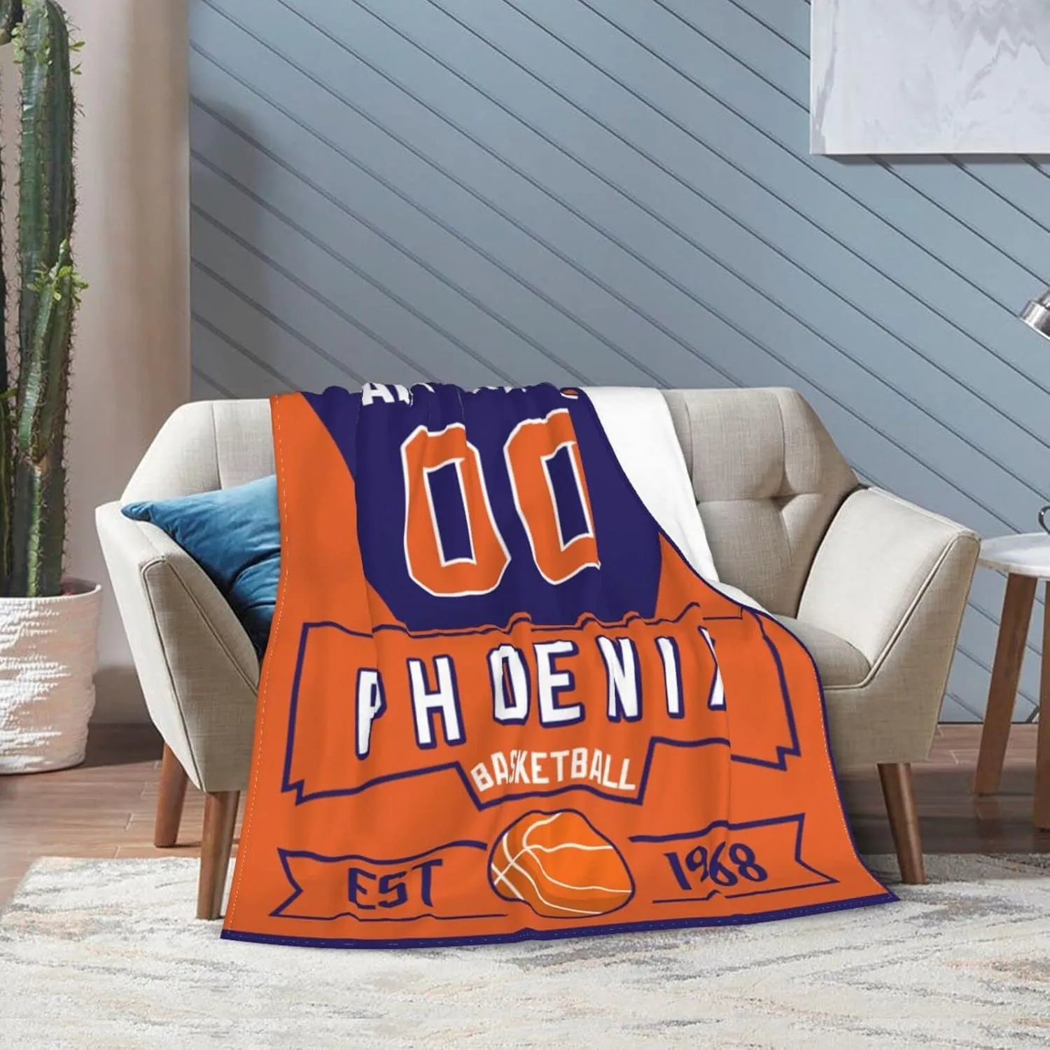 Generic Custom Throw Blankets for Bed Fans Gift for Men Summer Winter Fleece Blanket Basketball Name & Number, 30""x40"", 50""x60"", 60""x80"", B,phoenix