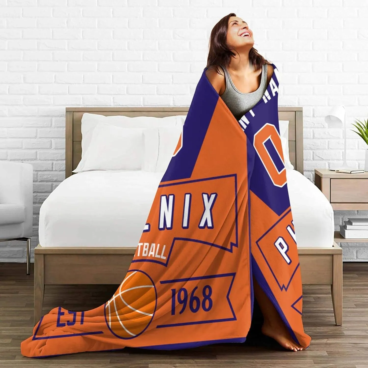 Generic Custom Throw Blankets for Bed Fans Gift for Men Summer Winter Fleece Blanket Basketball Name & Number, 30""x40"", 50""x60"", 60""x80"", B,phoenix