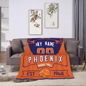 Generic Custom Throw Blankets for Bed Fans Gift for Men Summer Winter Fleece Blanket Basketball Name & Number, 30""x40"", 50""x60"", 60""x80"", B,phoenix