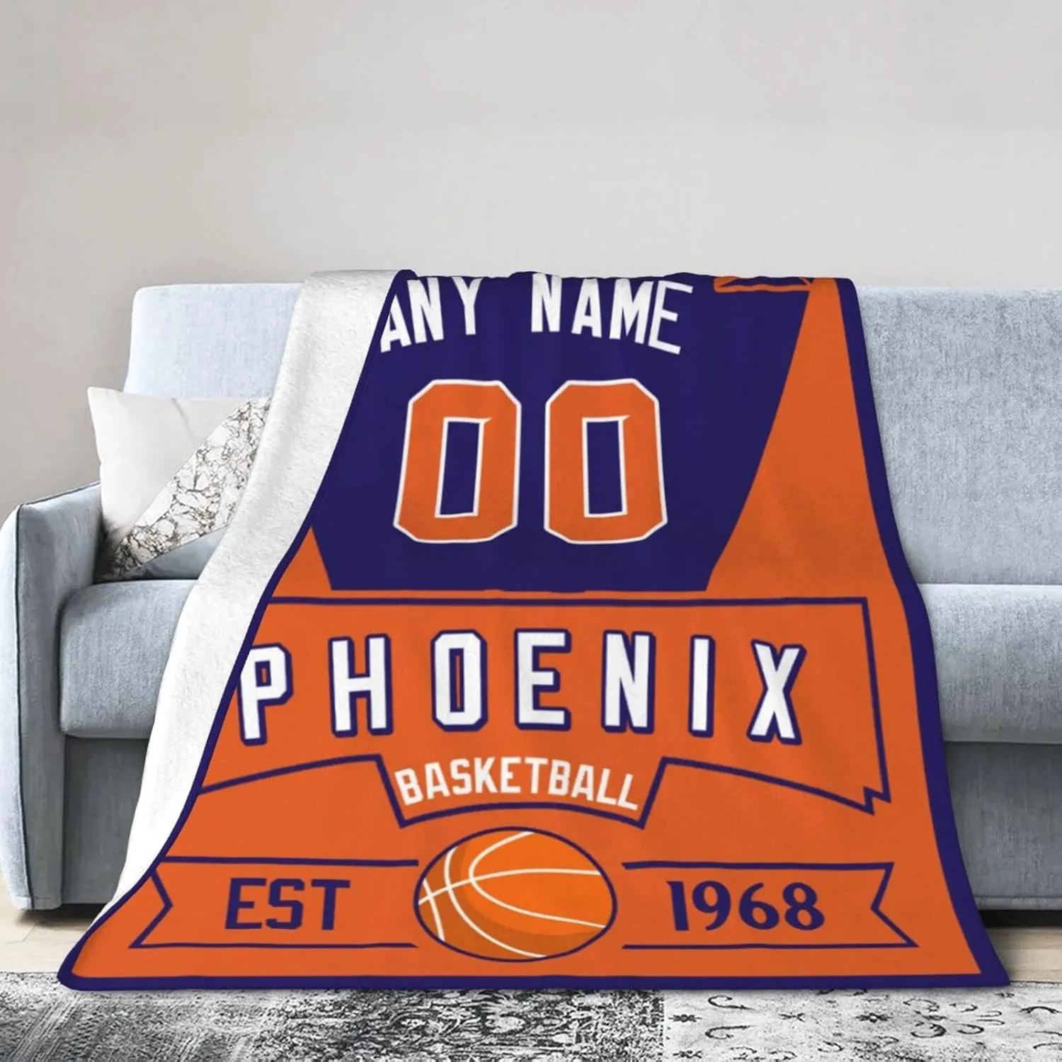 Generic Custom Throw Blankets for Bed Fans Gift for Men Summer Winter Fleece Blanket Basketball Name & Number, 30""x40"", 50""x60"", 60""x80"", B,phoenix