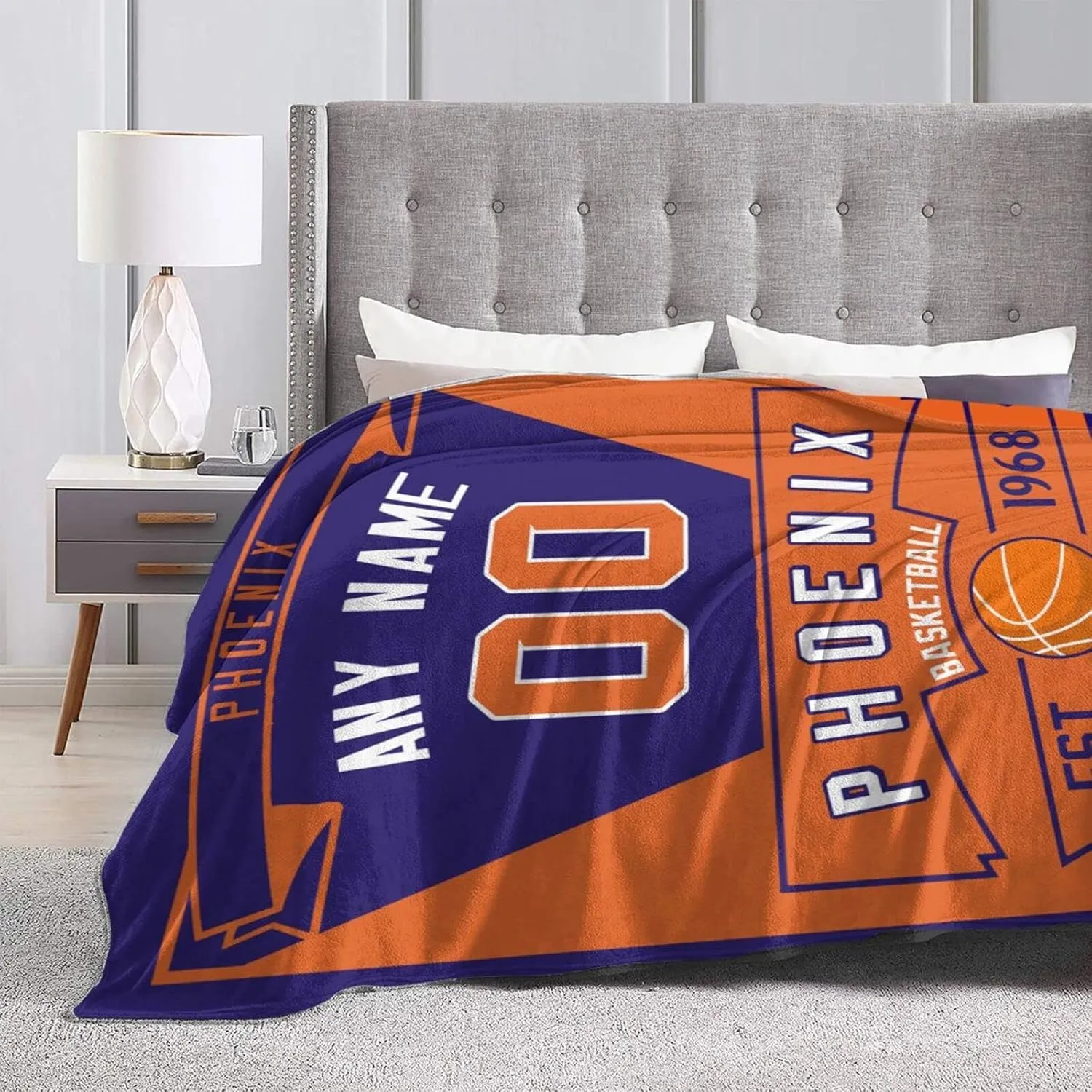 Generic Custom Throw Blankets for Bed Fans Gift for Men Summer Winter Fleece Blanket Basketball Name & Number, 30""x40"", 50""x60"", 60""x80"", B,phoenix