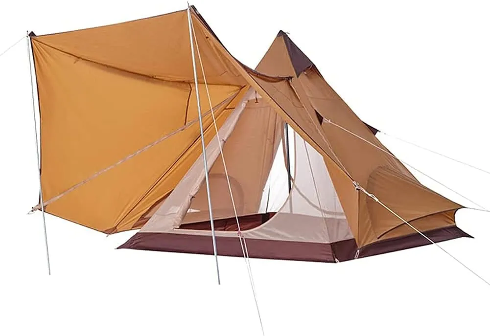 GeRRiT Outdoor Camping Pyramid Tent Double Layers Indian Beach Tent Rainproof Sun Protection Casual Picnic Camping Mongolian Yurt Tent Hiking Shelter