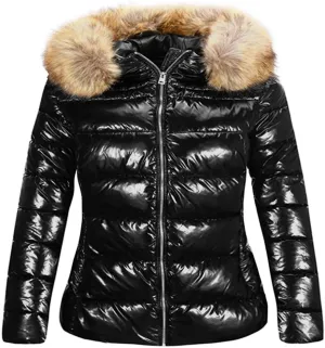 Geschallino Women's Puffer Coat Plus Size Winter Jacket Warm Hooded Thicken Long Padded Bubble Outerwear (1X-5X)