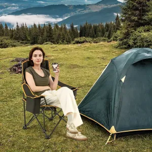 Giantex Hammock Camping Chair, Folding Chairs for Outside, Foldable Chair with Footrest, Adjustable Backrest, Padded Cushion, Carry Bag, Cup Holder, Collapsible Chair for Backpacking, Beach (1, Black)