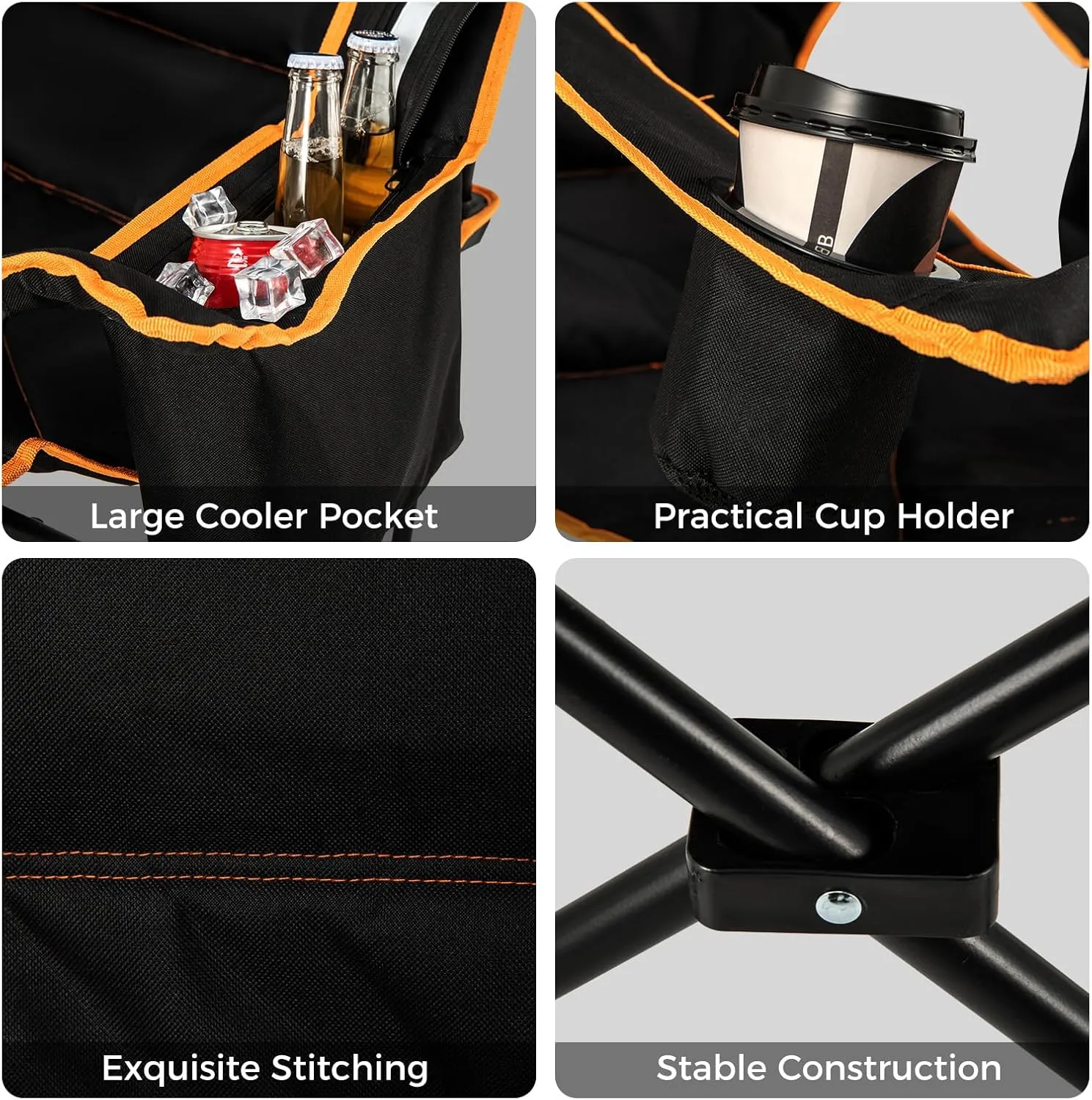 Giantex Hammock Camping Chair, Folding Chairs for Outside, Foldable Chair with Footrest, Adjustable Backrest, Padded Cushion, Carry Bag, Cup Holder, Collapsible Chair for Backpacking, Beach (1, Black)