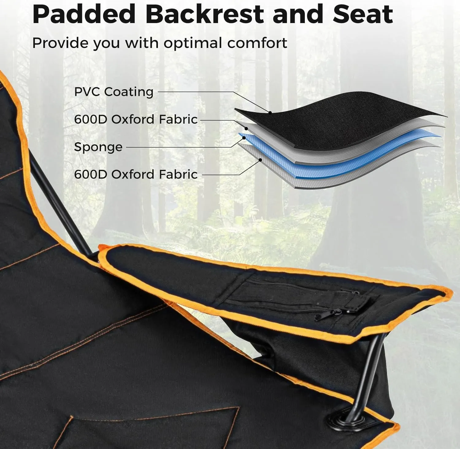 Giantex Hammock Camping Chair, Folding Chairs for Outside, Foldable Chair with Footrest, Adjustable Backrest, Padded Cushion, Carry Bag, Cup Holder, Collapsible Chair for Backpacking, Beach (1, Black)