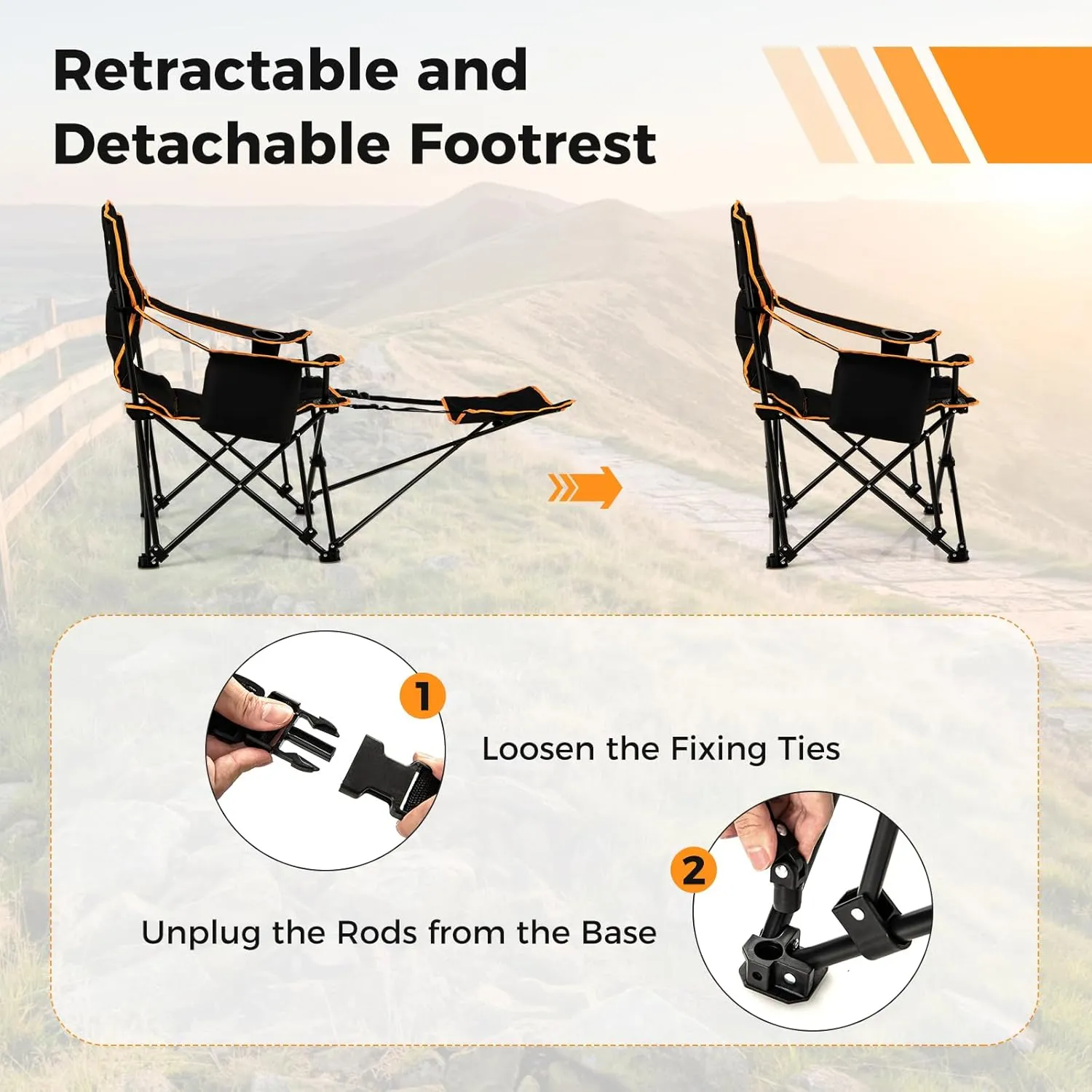 Giantex Hammock Camping Chair, Folding Chairs for Outside, Foldable Chair with Footrest, Adjustable Backrest, Padded Cushion, Carry Bag, Cup Holder, Collapsible Chair for Backpacking, Beach (1, Black)