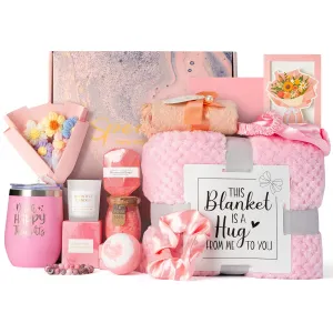 Gifts Basket for Women - 12PCS Unique Birthday Mothers Day Gift Set, Bath Relaxing Spa Present Basket Set, Self Care Package for Her Mom Sister Female Friends Wife Girlfriend Grandma Daughter