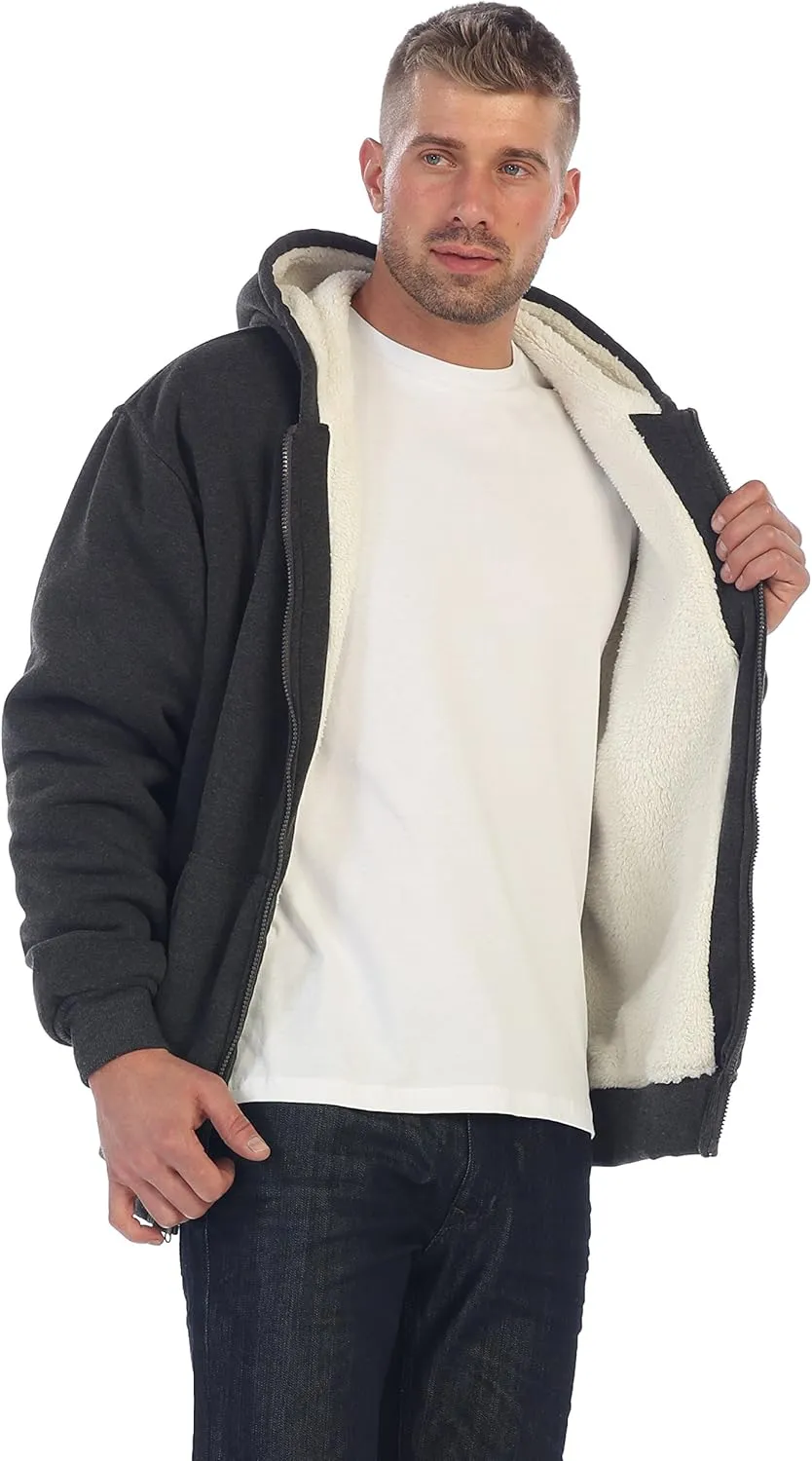 Gioberti Men's Soft Heavyweight Sherpa Lined Fleece Hoodie Jacket
