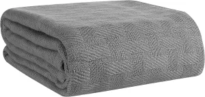 GLAMBURG 100% Cotton Bed Blanket, Breathable Thermal Blankets King Size - Perfect for Layering Any Bed for All Season - Charcoal Grey