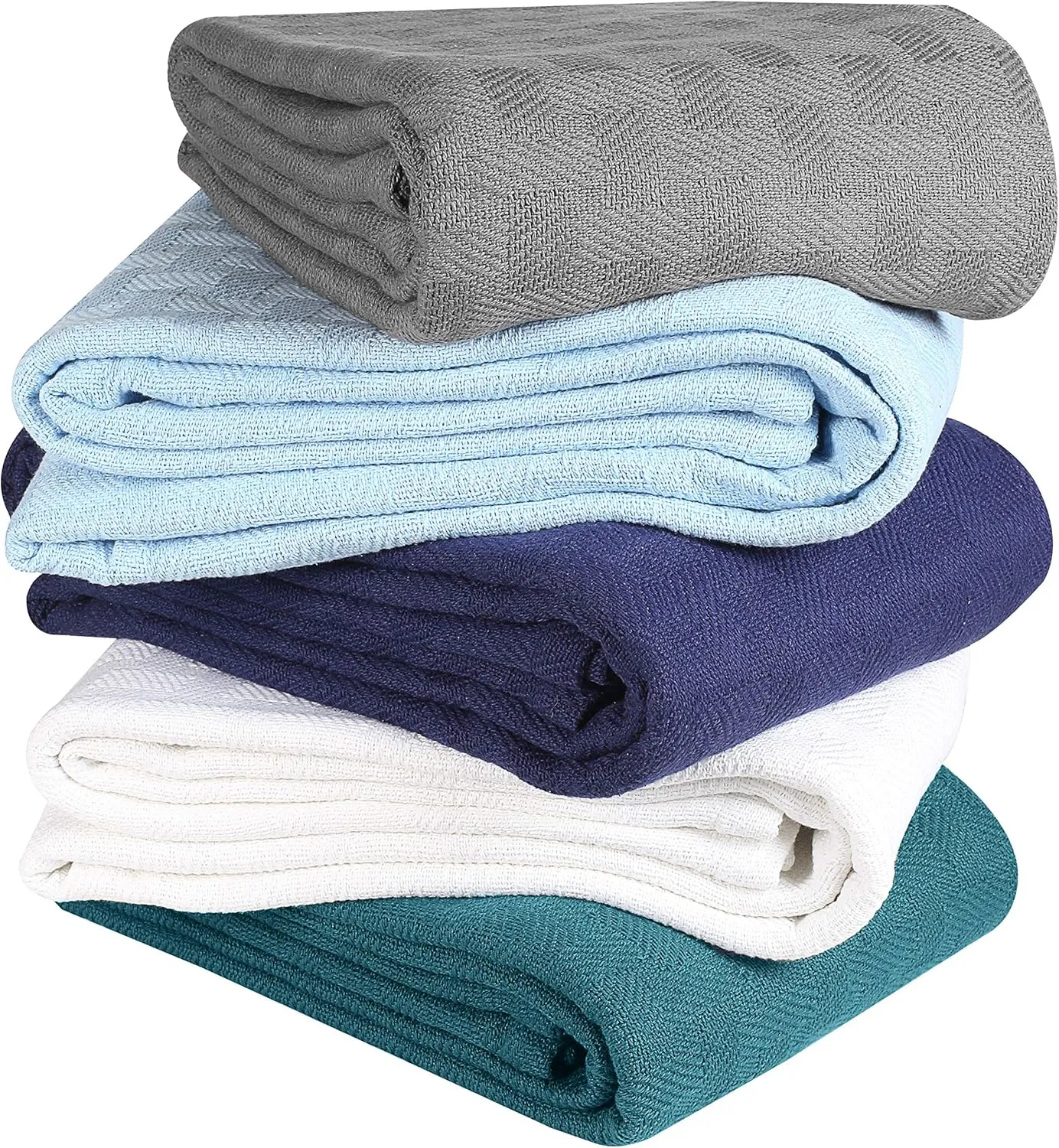 GLAMBURG 100% Cotton Bed Blanket, Breathable Thermal Blankets King Size - Perfect for Layering Any Bed for All Season - Charcoal Grey