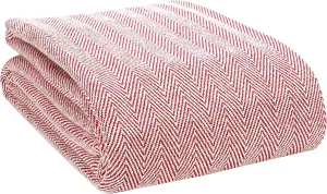 Glamburg 100% Soft and Breathable Cotton Thermal Blanket Queen Red - Perfect for Layering Any Bed for All Season