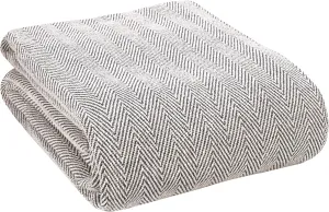 Glamburg 100% Soft and Breathable Cotton Thermal Blanket Twin Charcoal - Perfect for Layering Any Bed for All Season