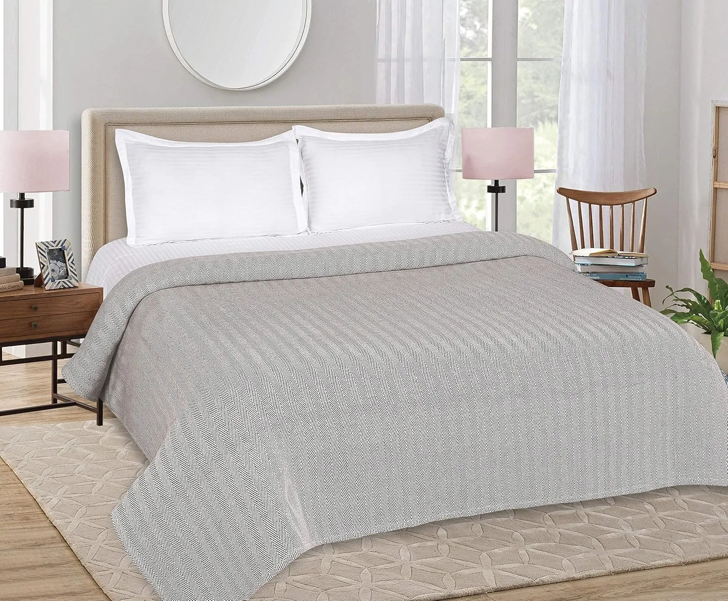 Glamburg 100% Soft and Breathable Cotton Thermal Blanket Twin Charcoal - Perfect for Layering Any Bed for All Season