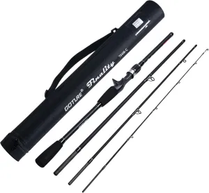 Goture Travel Fishing Rods, 4 Piece Fishing Pole with Case/Bag, Casting/Spinning Rod,Ultralight Fishing Baitcasting Rod 7ft for Saltwater Trout, Bass, Walleye, Pike