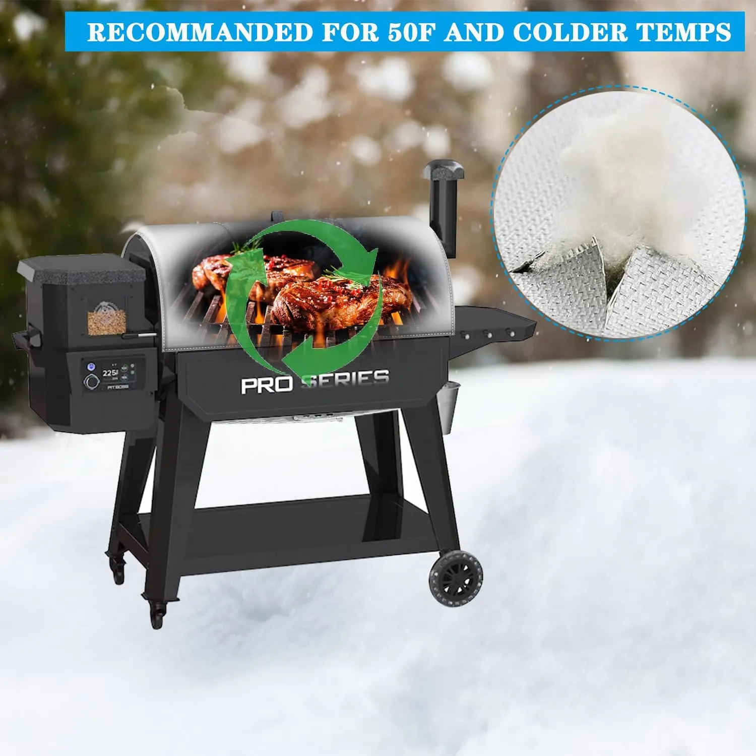 Grill Thermal Insulated Blanket for Pit Boss 1150 Series Pro series II 1150 Wood Pellet Grill, Smoker Insulation Blanket for pit boss navigator 1150 PB1150PS3 PB1150PS2 PB1150G PB1100SP