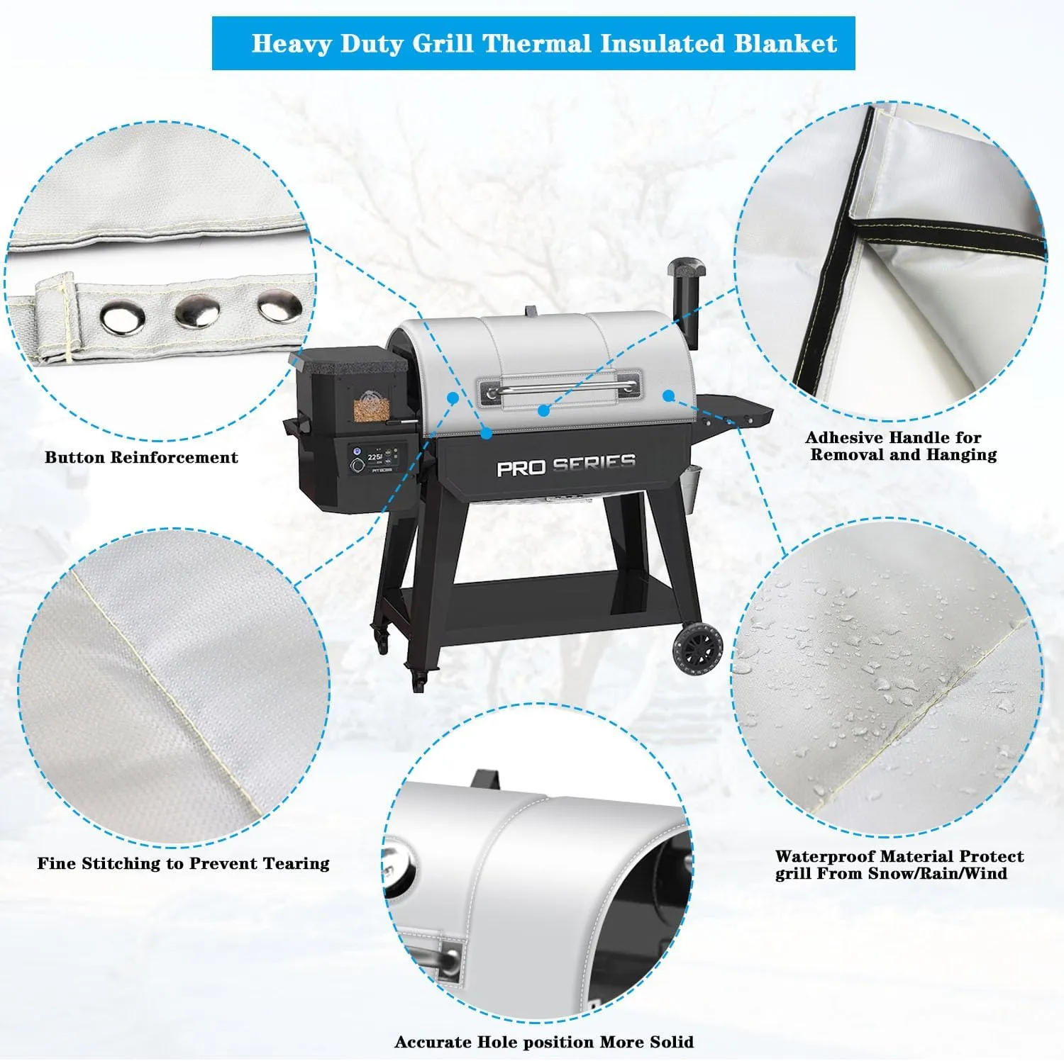Grill Thermal Insulated Blanket for Pit Boss 1150 Series Pro series II 1150 Wood Pellet Grill, Smoker Insulation Blanket for pit boss navigator 1150 PB1150PS3 PB1150PS2 PB1150G PB1100SP