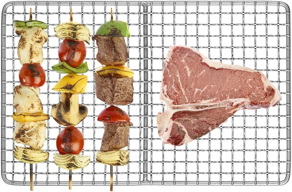 Grill, Titanium Grill Plate Ultralight Barbecue Rack BBQ Wire Mesh Baking Roasting Cooling Net Plate for Outdoor Camping Backpacking Picnic