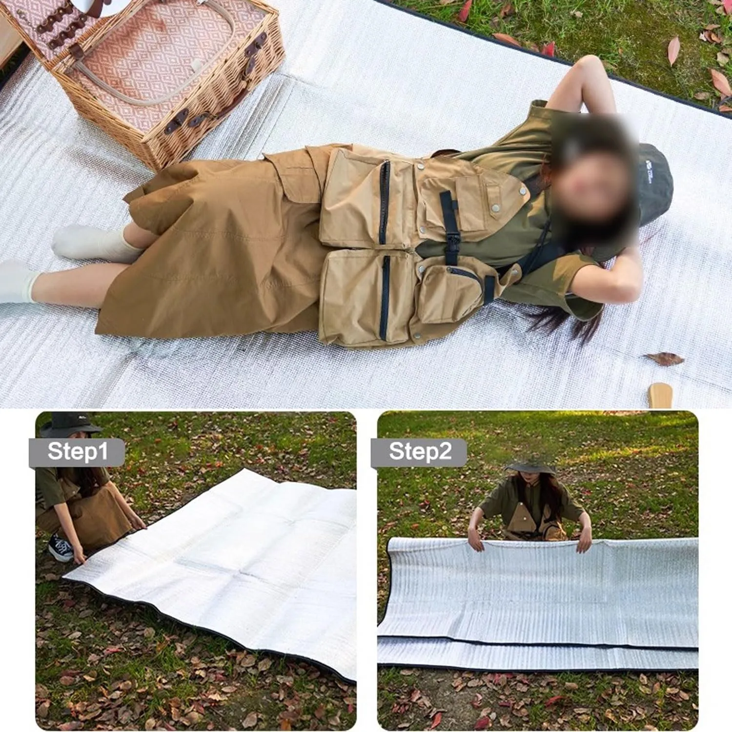 Ground Mat Double Sided Aluminum Foil Camping Mat Picnic Mat Insulating Thermal Mat Foil Foam Pad for Reflecting Heat Foil Camping Mat, with Storage Bag