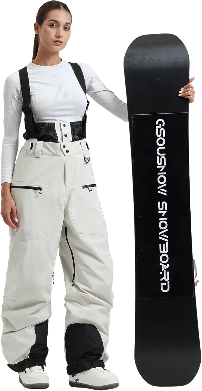 GSOU SNOW Men Snow Bibs Women Baggy Ski Pants Snowboard Overall Insulated Waterproof Windproof Warm Winter