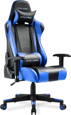 GTRACING Gaming Chair Racing Office Computer Ergonomic Video Game Chair Backrest and Seat Height Adjustable Swivel Recliner with Headrest and Lumbar Pillow Esports Chair (NavyBlue)