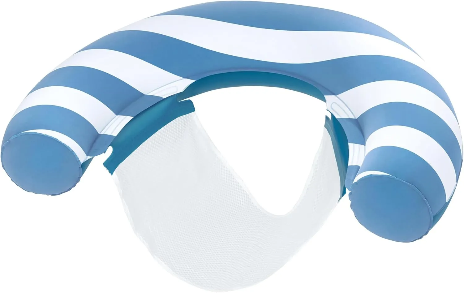 H2O GO Comfort Plush Noodle Chair - Blue & White Stripe, 47" x 26.5", Deluxe Inflatable Pool Float, Mesh Seat, Velvet-Like Surface, Sit & Lounge Ring