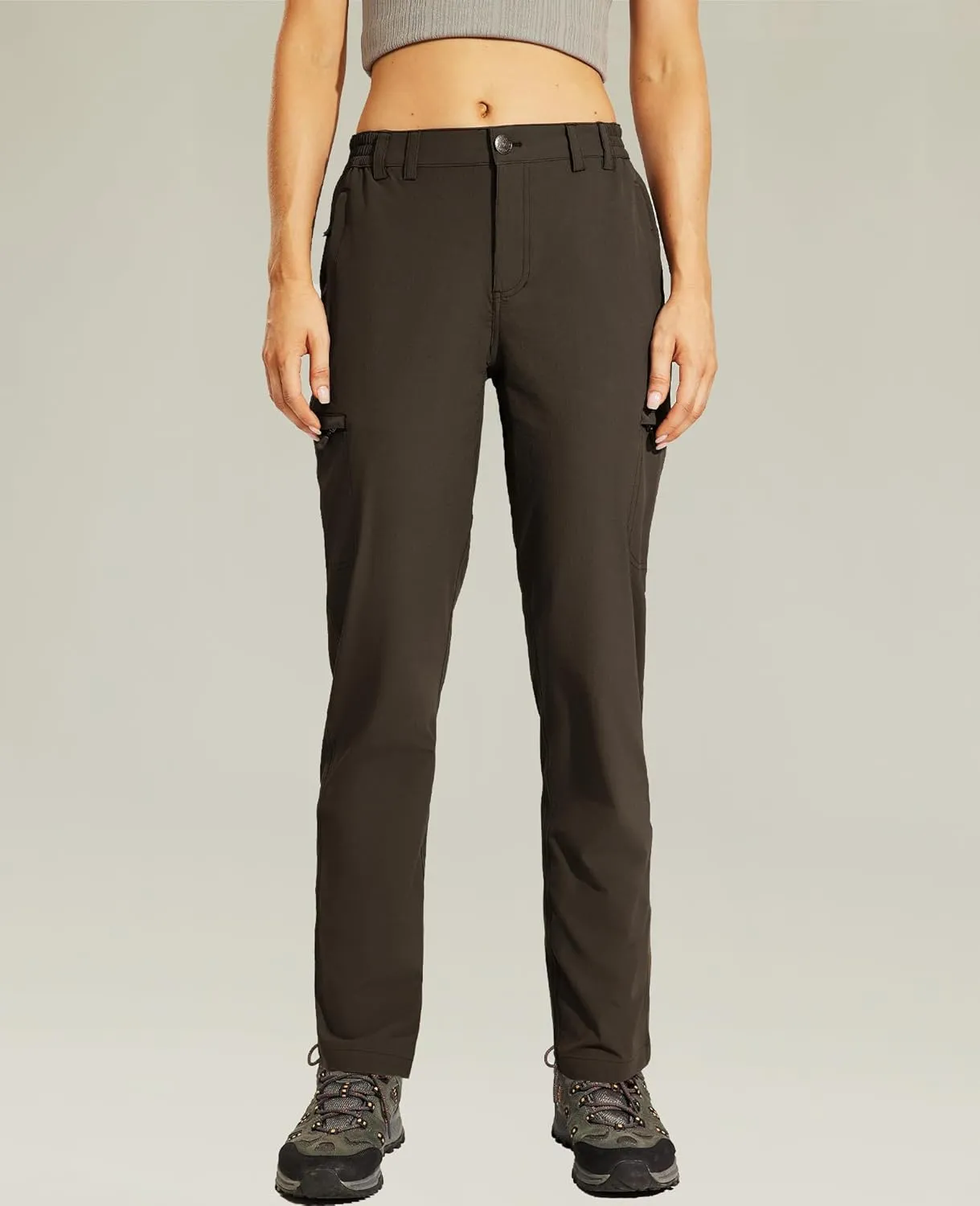 Haimont Women's Hiking Cargo Pants Quick Dry Lightweight Ripstop Stretch Nylon Travel Pants with Zip Pockets Water Repellent