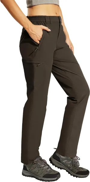 Haimont Women's Hiking Cargo Pants Quick Dry Lightweight Ripstop Stretch Nylon Travel Pants with Zip Pockets Water Repellent