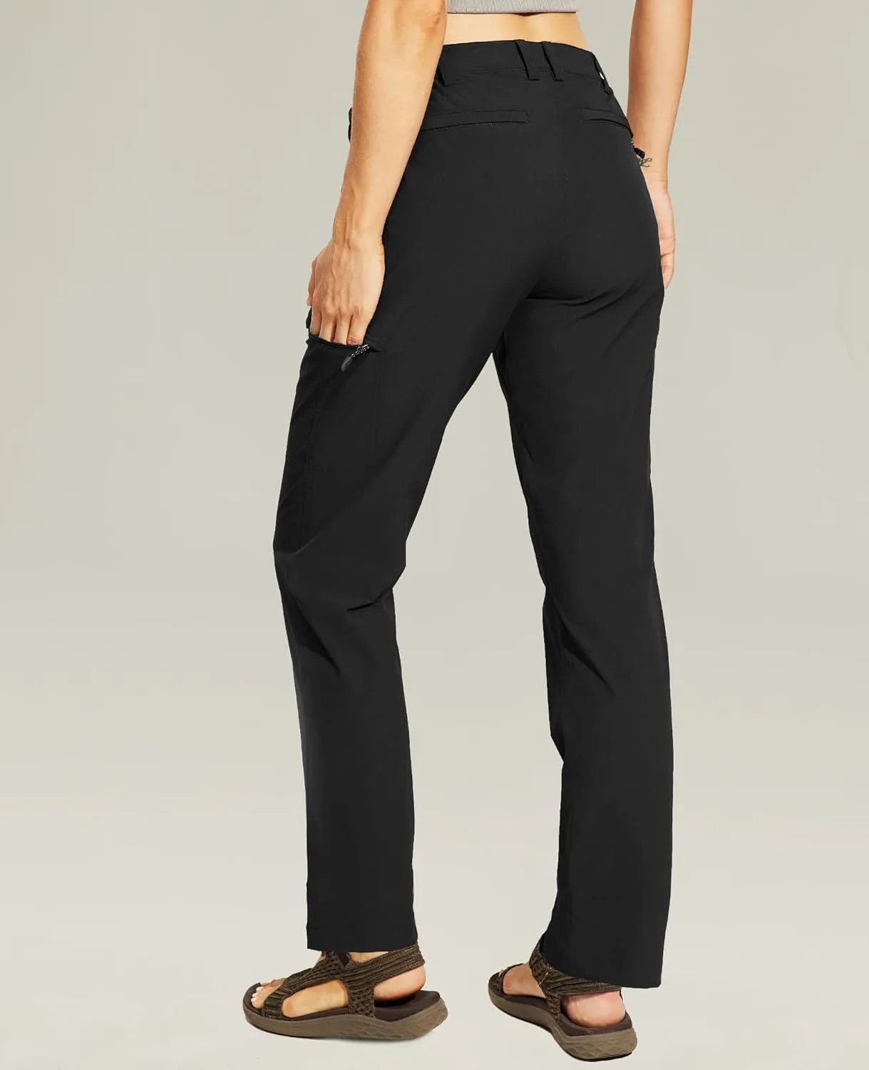 Haimont Women's Hiking Cargo Pants Quick Dry Lightweight Ripstop Stretch Nylon Travel Pants with Zip Pockets Water Repellent